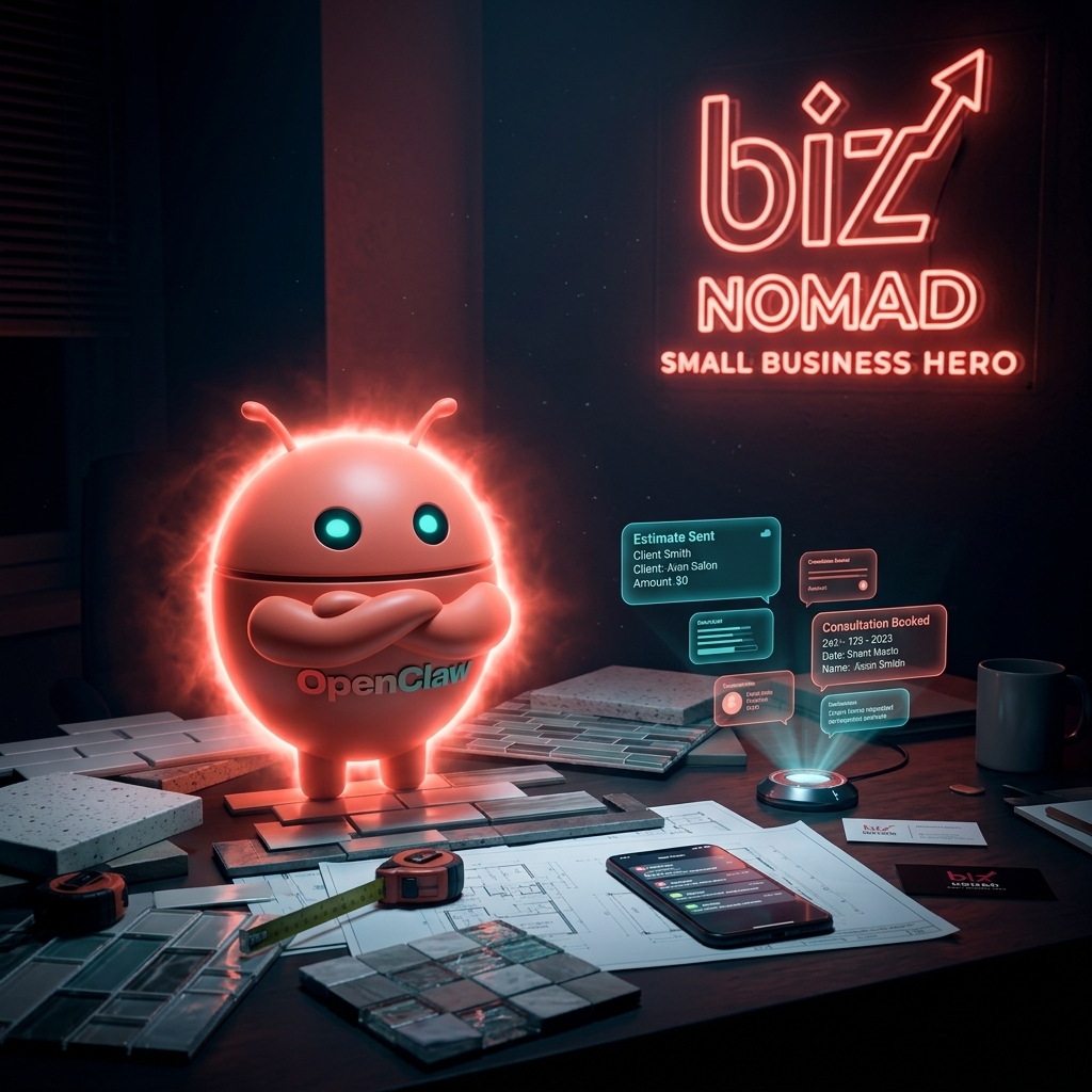 OpenClaw mascot confidently handling kitchen remodel quote requests